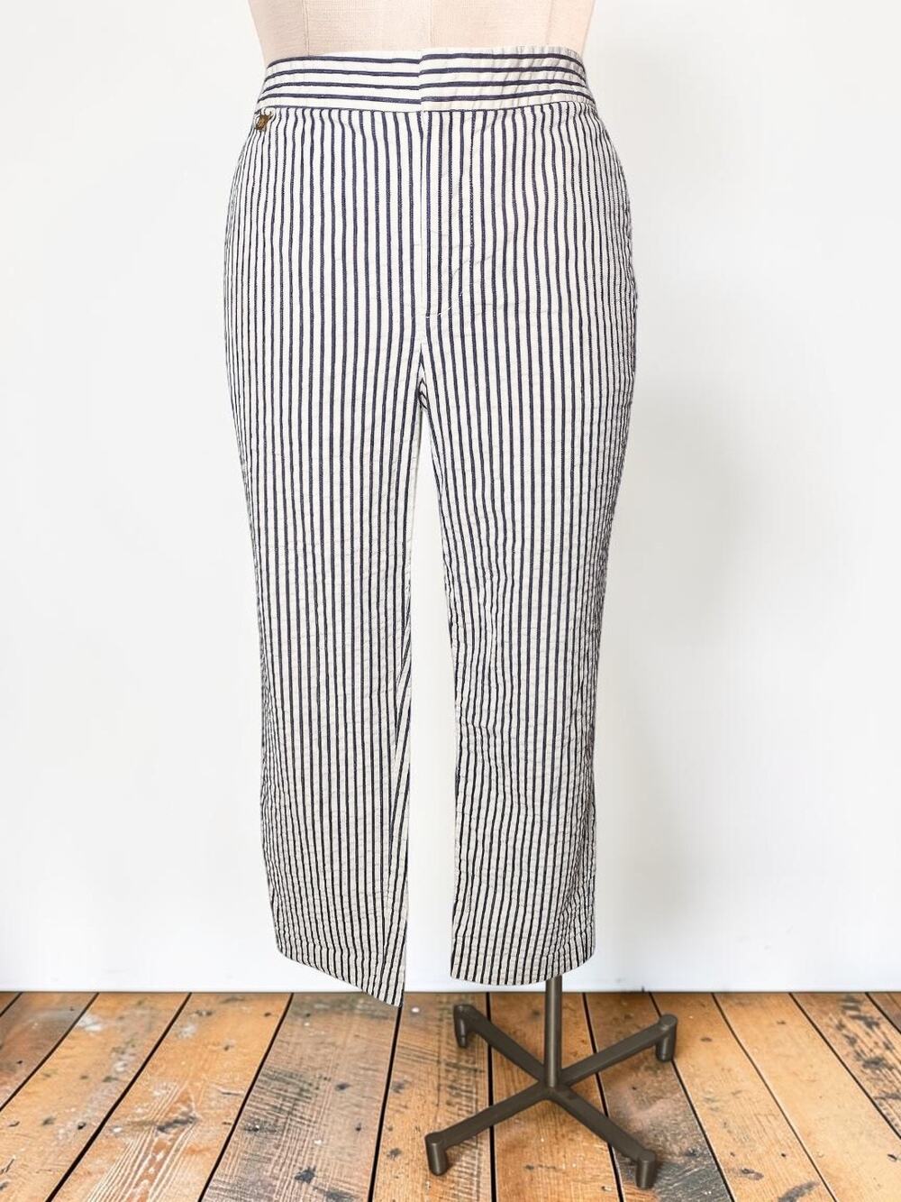 LAUREN Ralph Lauren Blue White Seersucker Cropped Pants 10
